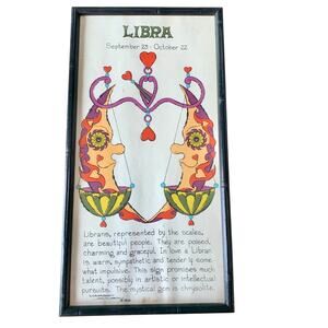 LIBRA Zodiac Horoscope Print Margot Johnson Modern Pop Art Vtg NY 1968